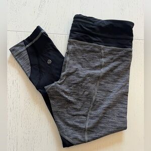 Lululemon Run Inspire Crop, xSoulcycle Pants, Black & White, Size 8